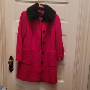 Talbots Red WOOL Jacket with Black Collar SMALL petite